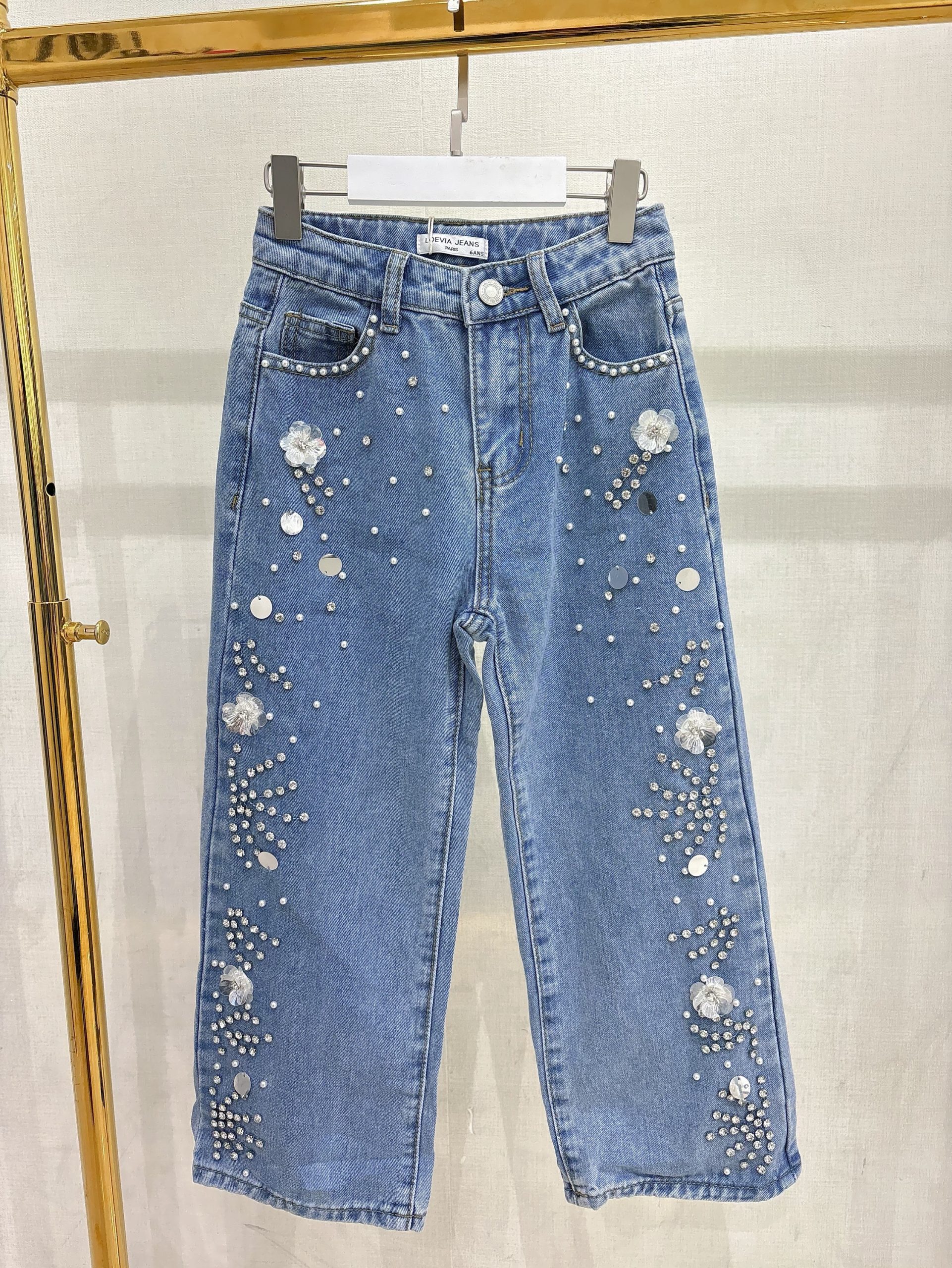 Jeans fleurs perle – Image 2