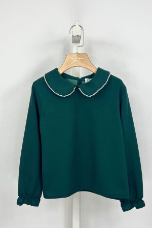 Blouse vert avec col